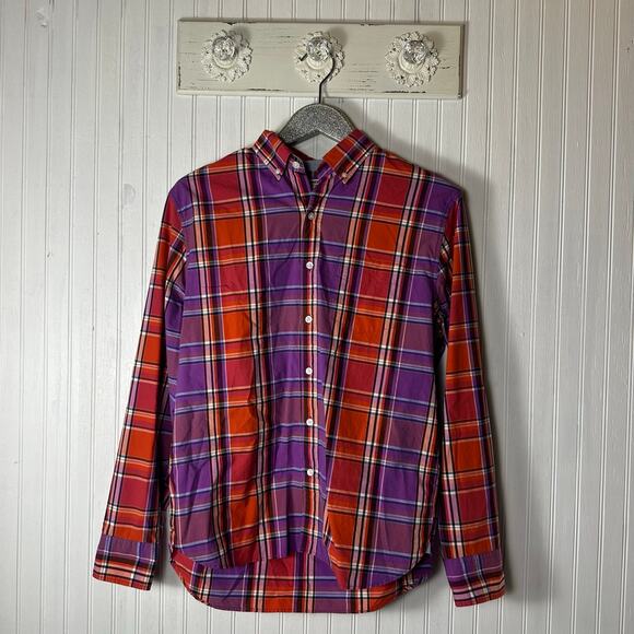 Bonobos Red and Purple Plaid Button Down Cotton Shirt - Picture 2 of 5